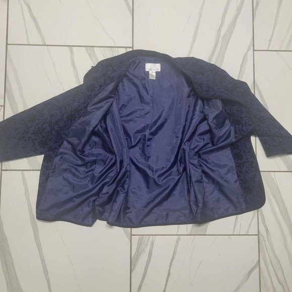 Vintage Whimsygoth 2XL Blue with Black Brocade Blazer - Picture 4 of 6